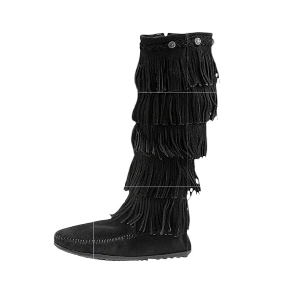Minnetonka Suede Fringe 5 Layer tall boot women’s size 9 - Picture 1 of 16